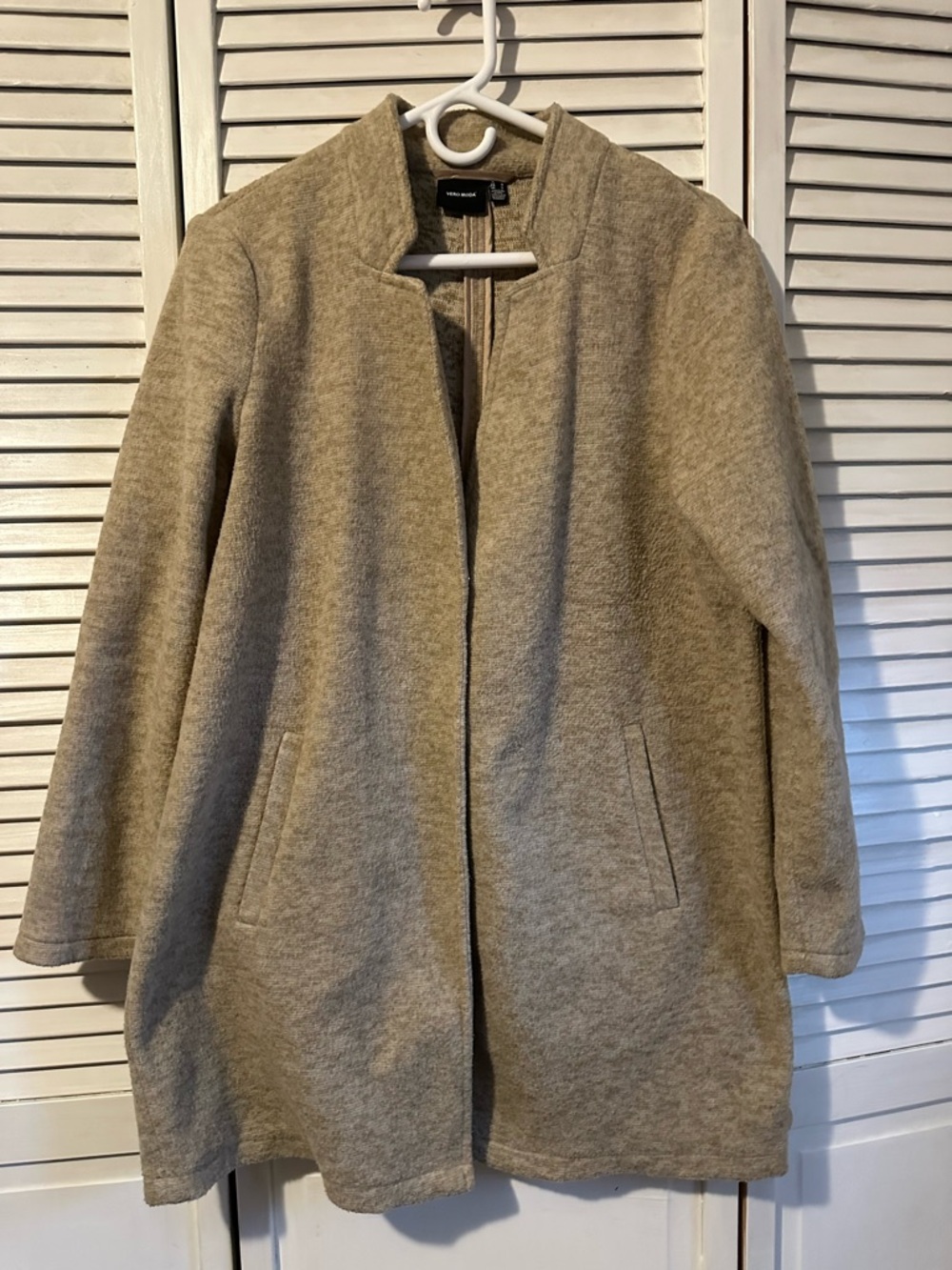 Vero Moda Light Beige Minimal Wool-Blend Trench Coat